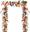 Lvydec 2 Pack Artificial Peony Flower Garland - 6ft Silk Peony Orange Flower Garland Arch Flower Vine for Wedding Party Table Decoration(Orange) by Lvydec