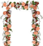 Lvydec 2 Pack Artificial Peony Flower Garland - 6ft Silk Peony Orange Flower Garland Arch Flower Vine for Wedding Party Table Decoration(Orange) by Lvydec
