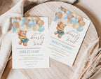All Ewired Up We Can Bearly Wait Baby Shower Invitation, Blue Teddy Bear Baby Shower Invite, Library, Diaper Raffle, Balloons, Personalized Large 5X7 - Image 4
