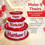 Anderson's White & Red Personalized Pop-Out Birthday Cake, Life-Size Faux Cake with Fun Font, Custom Name, Surprise Reveal Prop for Milestone Parties, Photo Ops, Store or Business Events - Image 2