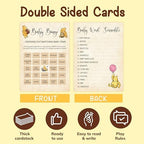 WOODAMORE Winnie Baby Shower Games Boy - Pooh Baby Shower Bingo Cards for 25 Guests, Word Scramble Favors, Guess Who Mommy Or Daddy Game Ideas for Party Decorations (Pack of 2) - Image 3