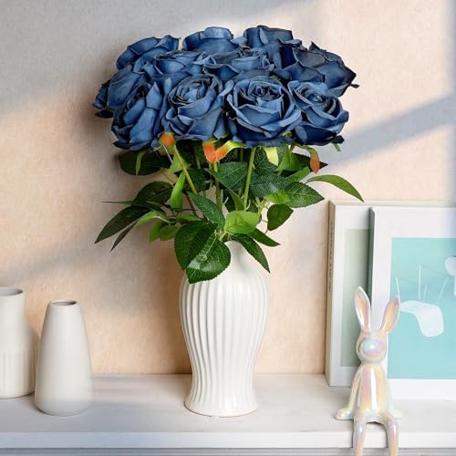 48 PCS Navy Blue Roses Artificial Flowers, Silk - Image 3