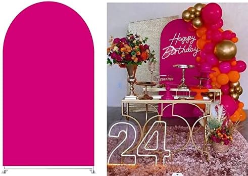 Hot Pink Arched Covers Backdrop for Birthday Party Decorations Arched Backdrop Stand Cover Wedding Banquet Bridal Baby Shower Decor Props NP-376-3x6.5ft by Iydamc