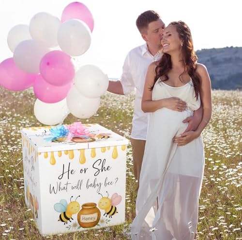 AmazingSpark 28in Giant Gender Reveal Gift Box Kit, What Will Baby Bee - Image 6