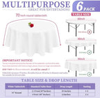 Showgeous 70 Inch White Round Tablecloths, Polyester Table Covers - Image 2