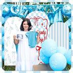 3 Pcs She's Ready to Pop Arch Backdrop Cover 4ft 5ft 6ft Blue and White - Image 6