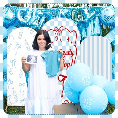 3 Pcs She's Ready to Pop Arch Backdrop Cover 4ft 5ft 6ft Blue and White - Image 6