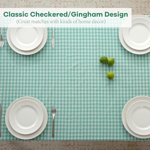 Spa Blue White Gingham Ruffle Table Cloth Rectangular 120“x60 - Image 5