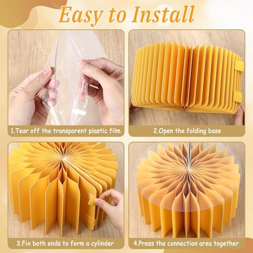 6Pcs Buffet Risers, Food Risers for Table, Foldable Cake Display Stands, Tall Cardboard Cupcakes Stand for Show Catering Desserts Jewelry Wedding Birthday Party Decoration (Yellow White) - Image 6