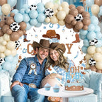 Hombae Cowboy Baby Shower Decorations – 108PCs A Little Cowboy is On The Way Party Supplies Set with Backdrop, Balloon Garland, Banner, Tablecloth, Boxes, Sash and Badge - Image 6