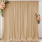 10 ft x 10 ft Wrinkle Free Champagne Backdrop Curtain for Parties, 2 Panels 10ft Polyester Champagne Photo Backdrop Drapes for Graduation Birthday Wedding Party Stage Curtains - Image 5