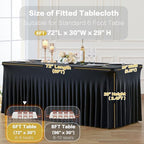 gogoparti 2 Pack Spandex Black Fitted Table Cloth for 6ft Rectangle Tables Black Stretch Tablecloth Table Covers Skirt Banquet Wrinkle Free Tablecloths for Parties Wedding - Image 5