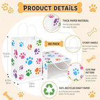 Tenceur 80 Pcs Dog Gift Bags Goodie Paw Puppy Paper Treat Bags Bulk with Handles 10.63 x 4.72 x 7.87 Inch Dog Themed Party Favors Shopping Holiday Kraft(White Colorful) - Image 2