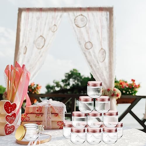 Tanlade 60 Pcs 3 oz Clear Plastic Mini Mason Jars with Lids, Rose Gold - Image 4