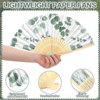 Roowest 36 Pcs Green Eucalyptus Paper Hand Fans Bulk, Wedding Folding Fans - Image 2