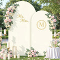 Ivory Photo Arch Backdrop Cover Set of 2-7.2 and 6ft Ivory Arch Covers Stretchy Backdrop Spandex Wedding Balloon Arch Stand Covers for Birthday Party Baby Shower Bridal Shower Arches Background by Suppromo