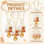 Coume 60 Pcs Baby Shower Pacifiers Necklace Cute Bear Bottle Acrylic Pacifiers Necklaces for Baby Shower Games Guests Gender Reveal Party Favors Prize Decorations DIY (Brown,Cute) - Image 3