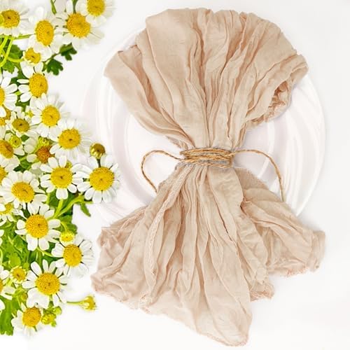 Cupuamon 50 Pack Cheesecloth Napkins 20x20 Inch Dinner Table Napkins Boho Washable Rustic Gauze Napkins Bulk for Wedding Bridal Baby Shower Party Decor (Ivory) - Image 6