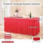 Spandex Tablecloth 8FT Rectangle Table Cover 4 Pack Red Wrinkle-Free - Image 5