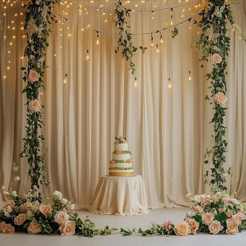 20ft x 10ft Wrinkle Free Beige Backdrop Curtains for Parties, 4 Panels 5x10ft Thick Nylon and Polyester Photo Backdrop Drapes for Wedding Birthday Party Photography Background Backdrop Stand - Image 6