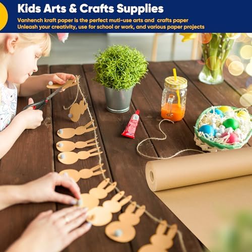 Vanhench 48"x 2520" (210') Brown Kraft Paper Roll for Bulletin Board Bouquet Flower Kids Wall Art Craft Packing Moving Shipping Parcel Postal Floor Covering Table Runner，Moving Supplies 70GSM 50LB - Image 6