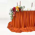 Pooling and Floating Chiffon Table Skirt with extra length, 6FT 9FT 14FT Sheer Tablecloth, Baby Shower, Birthdays Party, Main Cake Table Decoration, Wdding Table Skirt (Terracotta, 6FT) - Image 2