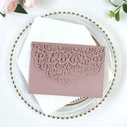 PONATIA 5.12 x 7.2 Dusty Rose Laser Cut Wedding Invitations, 5x7 Trifold Laser Cut Invitation Pockets with Envelopes for Wedding Bridal Shower Engagement Quinceanera Invitations (20PCS No Inner Sheet) - Image 4