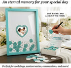 Blue Wedding Guest Book Alternative, Guest Book Wedding Reception, Wedding Guest Book with Wooden Hearts Guest Book Signs for Wedding Anniversary Birthday Party Baby Shower - Image 5
