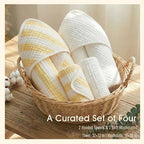 Organic Muslin Hooded Baby Bath Towel 4-Pc Newborn - Yellow Stripe - Image 6