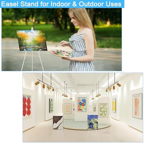 3 Pack White Easel Stand for Wedding Sign, Poster, 63" Portable Metal Painting Easels Stand Adjustable Folding Easel for Art Crafts Show,Arts,Birthday - Image 4