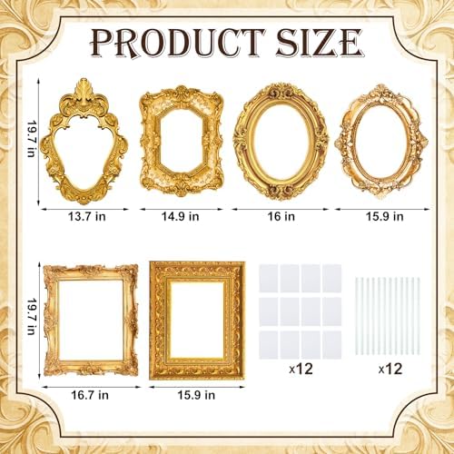 Lineshading 6 Pcs Large Photo Booth Props Gold Picture Selfie Frame 20 Inch - Image 2