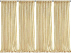 Backdrop Curtain Drapes for Wedding Parties, Light Gold Sequin Curtains by QueenDream