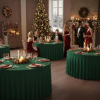 6 Pack Hunter Green Spandex Table Covers for Christmas, 60 Inch Round - Image 2