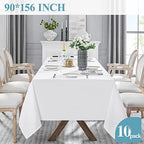VidaFete 10 Pack 90 * 156inch White Rectangle Tablecloth for 8ft Tables - Image 5