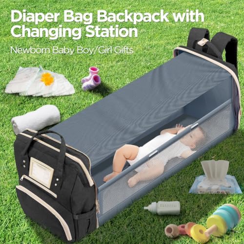 Lenski 6 in 1 Diaper Bag Backpack with Pad Shower Gifts Travel Bags for Registry Search Boys Girls Bags Newborn Essentials Accessories Stuff Unisex Dad Mom Mens - Image 4