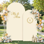 Beige Arch Backdrop Cover Set of 2-7.2 and 6ft Beige Arch Covers Stretchy Backdrop Spandex Wedding Balloon Arch Stand Covers for Baby Shower Birthday Party Bridal Shower Banquet Photo Background - Image 4