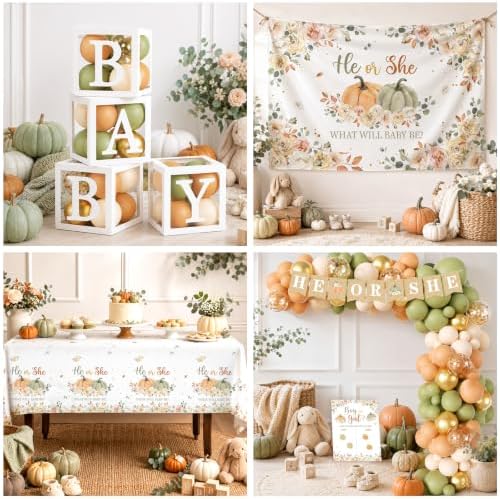 Fall Pumpkin Gender Reveal Decoration,Autumn Gender Reveal Party Supplies - Image 3