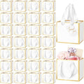 Yeaqee 100 Pcs Mini Metallic Paper Gift Bags with Handle, White, Gold by Yeaqee