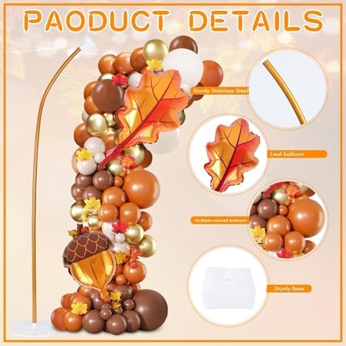 2 Set Fall Balloon Arch Kit Adjustable Fall Column Stand Thanksgiving Balloon Towers with Pinecone Maple Leaves Balloons for Thanksgiving Autumn Harvest Baby Shower Birthday Party Decoration - Image 4
