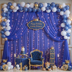 10ft x 10ft Royal Blue Chiffon Backdrop Curtain with Lights String for Parties,2 Panels Sheer Tulle Curtain Wedding Backdrop for Baby Shower Birthday Party Ceremony Reception Home Decorations - Image 2