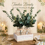 4 Sets Eucalyptus Mason Jar Centerpiece with LED Lights for Wedding - Image 4