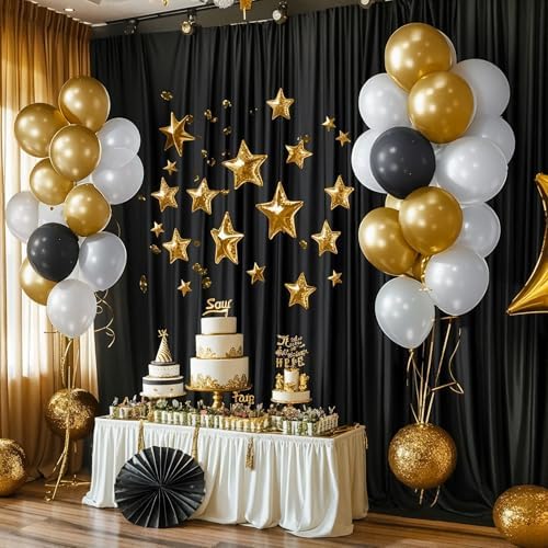 40x10FT Black Backdrop Curtains for Wedding Parties, Wrinkle Free Polyester Photography Backdrop Drapes for Wedding Baby Shower Birthday Parties Stage Background Stand Decorations 4x10ft,10 Panels - Image 4