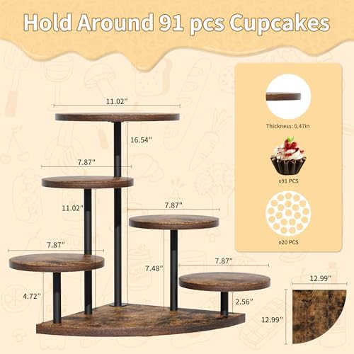 Cake Stand for Cupcake Dessert Display - 6 Tiered Corner Tray Cupcake Tower - Image 3