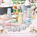 SUMMORO 180 Pcs Disposable Paper Tea Cups and Plates with Napkins, 9 OZ - Image 6