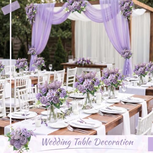 Zeyune 12 Pcs 13.4 Inch Artificial Flowers Bouquet,Peony,Purple - Image 4
