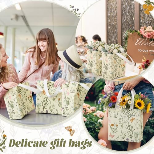 Lingvee 50 Pcs Wildflower Gift Bags Bulk, Floral Tote with Handles - Image 4