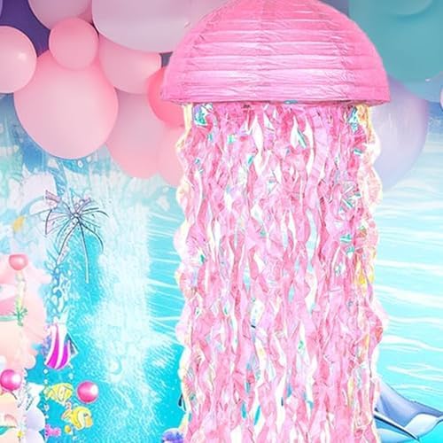 10" Jellyfish Lanterns – Pink Blue Decorations for Ocean Princess Birthday Party, Under the Sea Theme, Shower, Ocean & Beach Room Hanging Decor (Set of 6) for Home and offic - Image 7