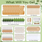 90Pcs Baby Shower Prizes for Game Winners Bamboo Cheese Board Fork Butter Spreaders Coasters Towel Artificial Potted Plant Gift Bag for Baby Shower Bridal Shower Favors (10 Sets, Bamboo Bear Shaped) - Image 4