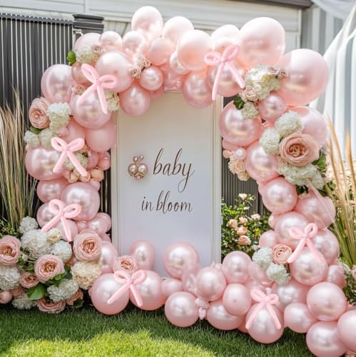 Burgundy Pink Balloon Garland Double Stuffed Pastel Pearl Pink Gold Mauve Balloons Maroon Latex Plum Balloon Arch Kit for Women's Birthday Wedding Baby Shower Decoration - Image 5