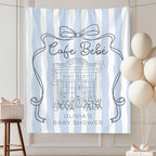 Cafe Bebe Baby Shower Banner Parisian French Cafe Theme Backdrop Blue Striped Welcome Sign for Baby Boy Shower Coquette Coffee Shop Baby Sprinkle Party Decorations Tapestry Gender Reveal Supplies by Unknown